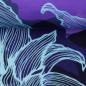 Preview: Viskose Flamingo Flowers by Thorsten Berger Blüten blau/flieder auf blau